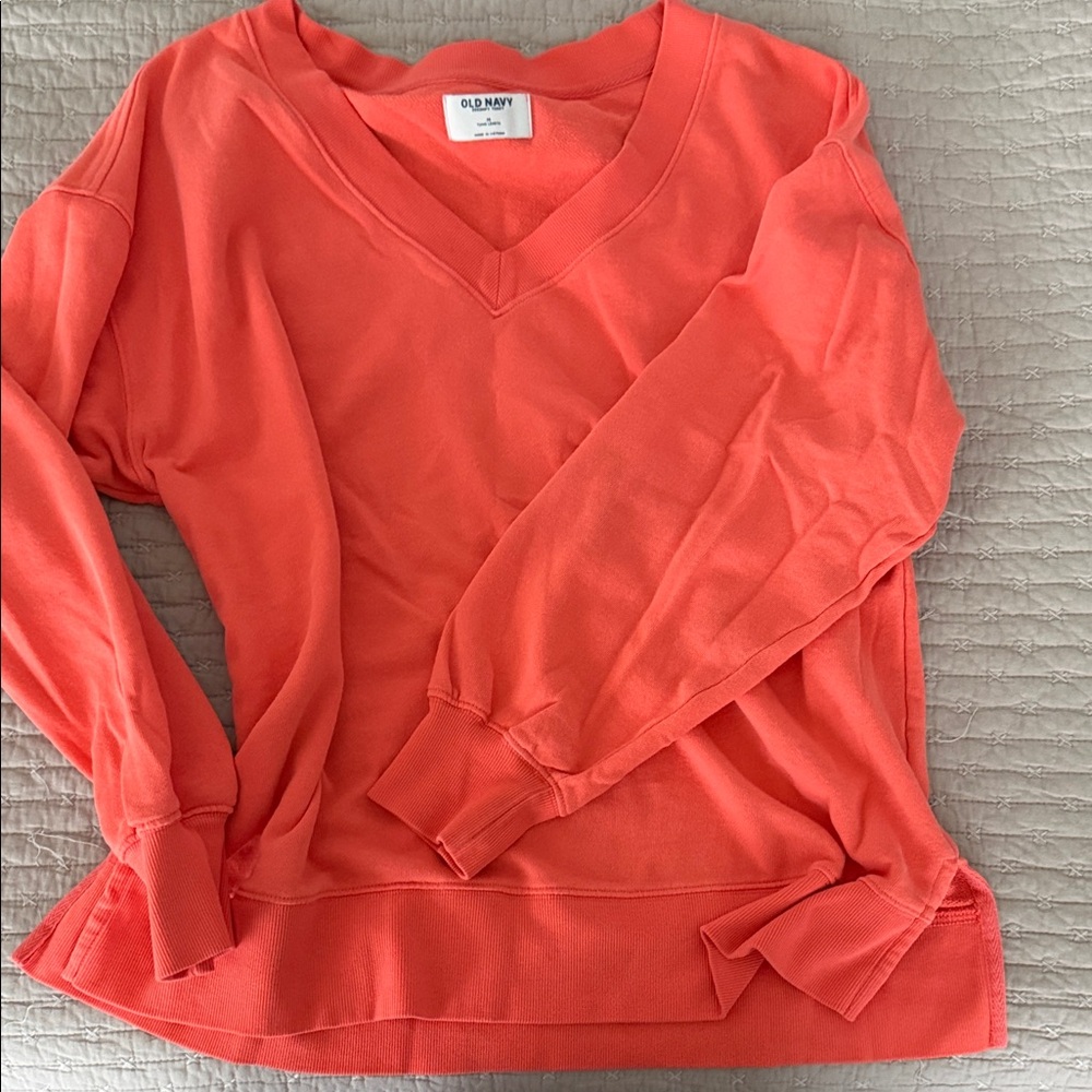 Old Navy Bright Coral V-Neck Pullover